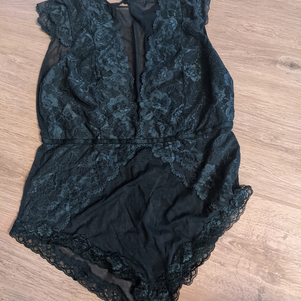 lace emerald green teddy lingerie